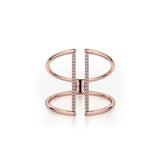 MICHAEL M Fashion Rings 14K Rose Gold / 6.5 Double Band Diamond Bar Ring F288-RG6.5
