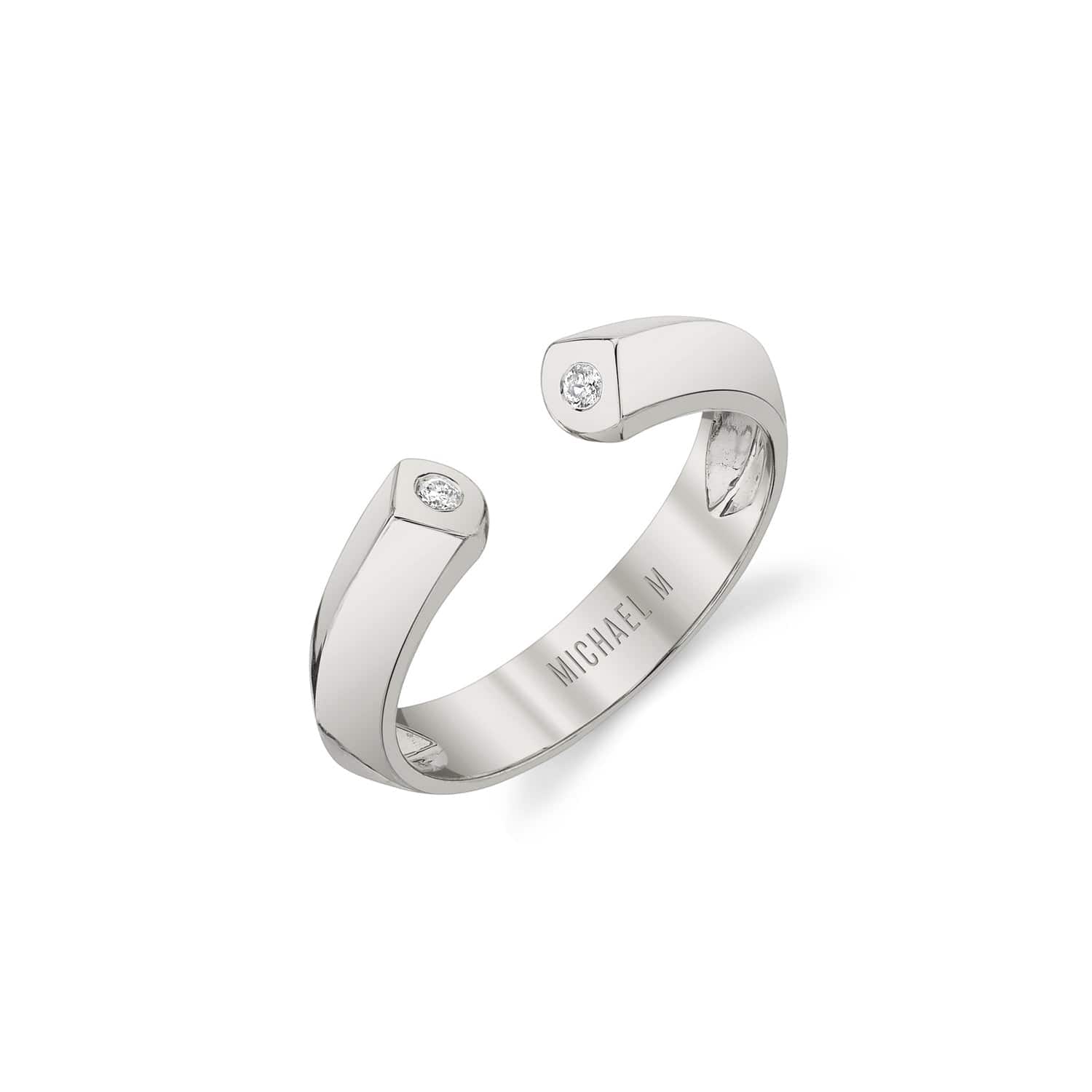 MICHAEL M Fashion Rings 14K White Gold / 4 Carve Knife Edge Ring F464WG