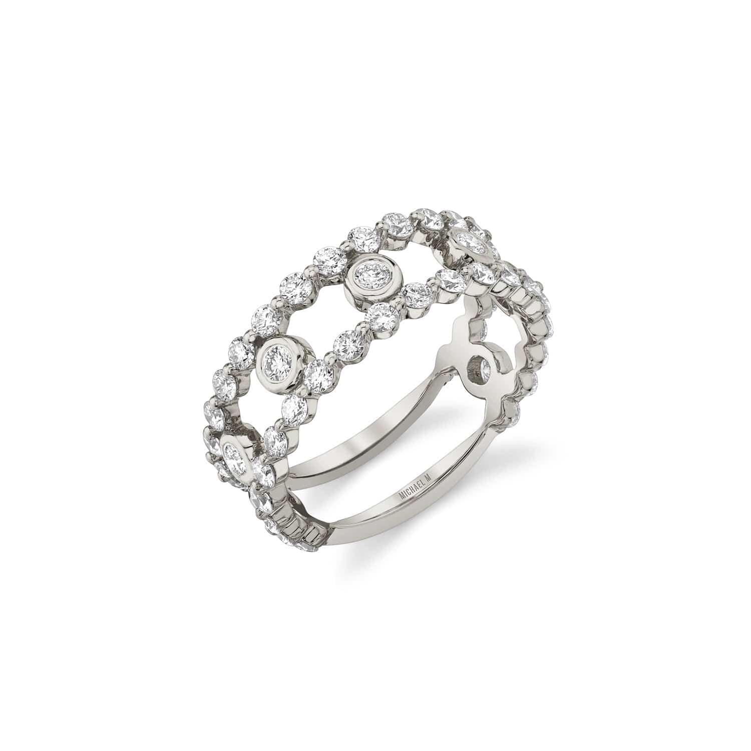 MICHAEL M Fashion Rings 14K White Gold / 4 Cloud Stacked Ring B388WG-4