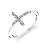 MICHAEL M Fashion Rings 14K White Gold / 4 Diamond Cross Ring F330-WG4