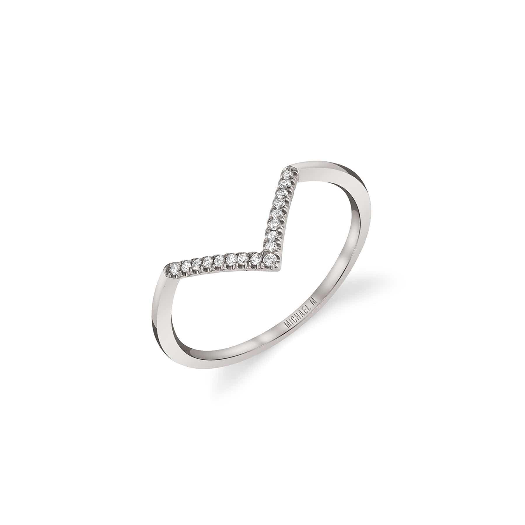MICHAEL M Fashion Rings 14K White Gold / 4 Diamond V Ring F283-WG4