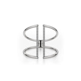 MICHAEL M Fashion Rings 14K White Gold / 4 Double Band Diamond Bar Ring F288-WG4