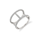 MICHAEL M Fashion Rings 14K White Gold / 4 Double Bar Diamond Ring F332-WG4