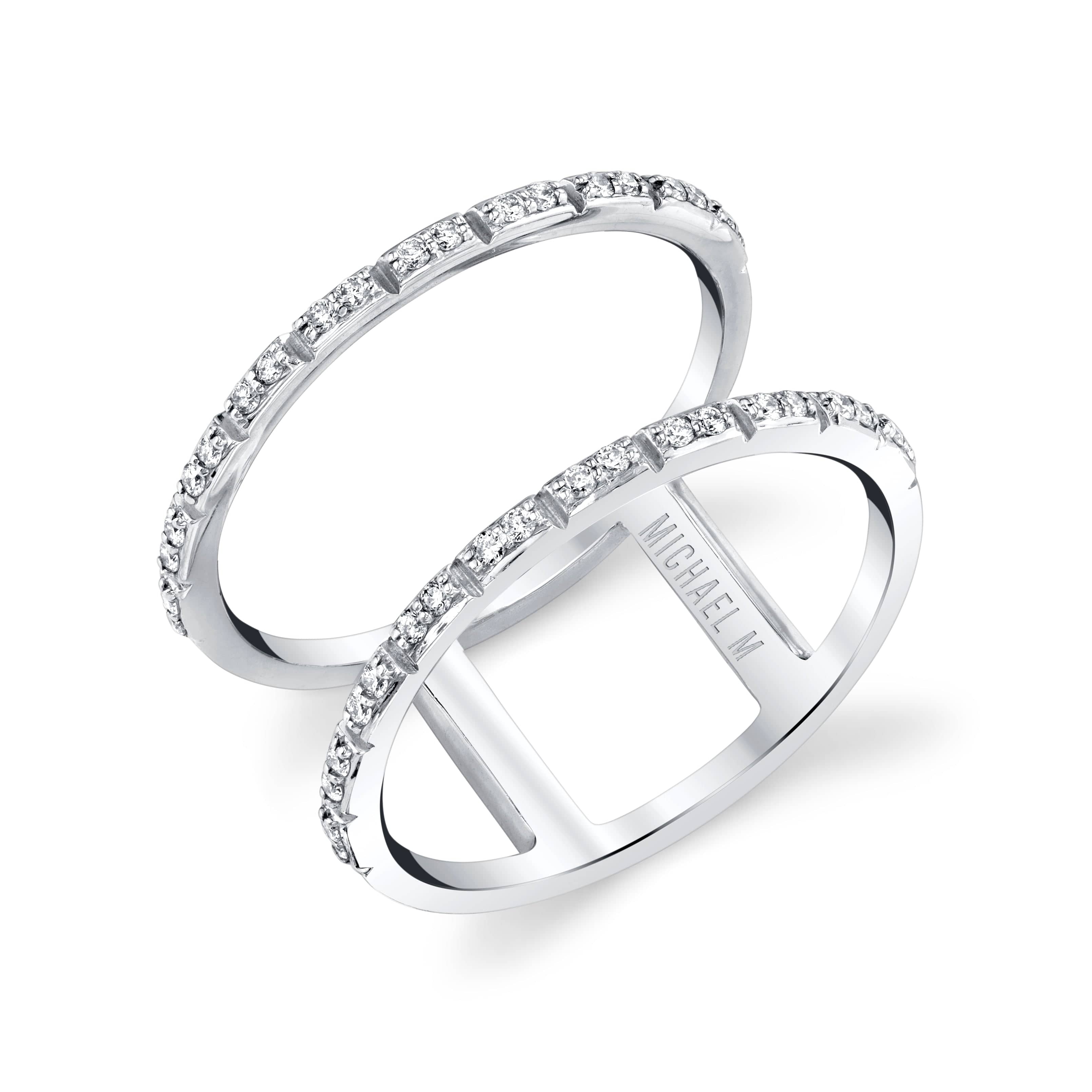 MICHAEL M Fashion Rings 14K White Gold / 4 Double Diamond Band F318-WG4