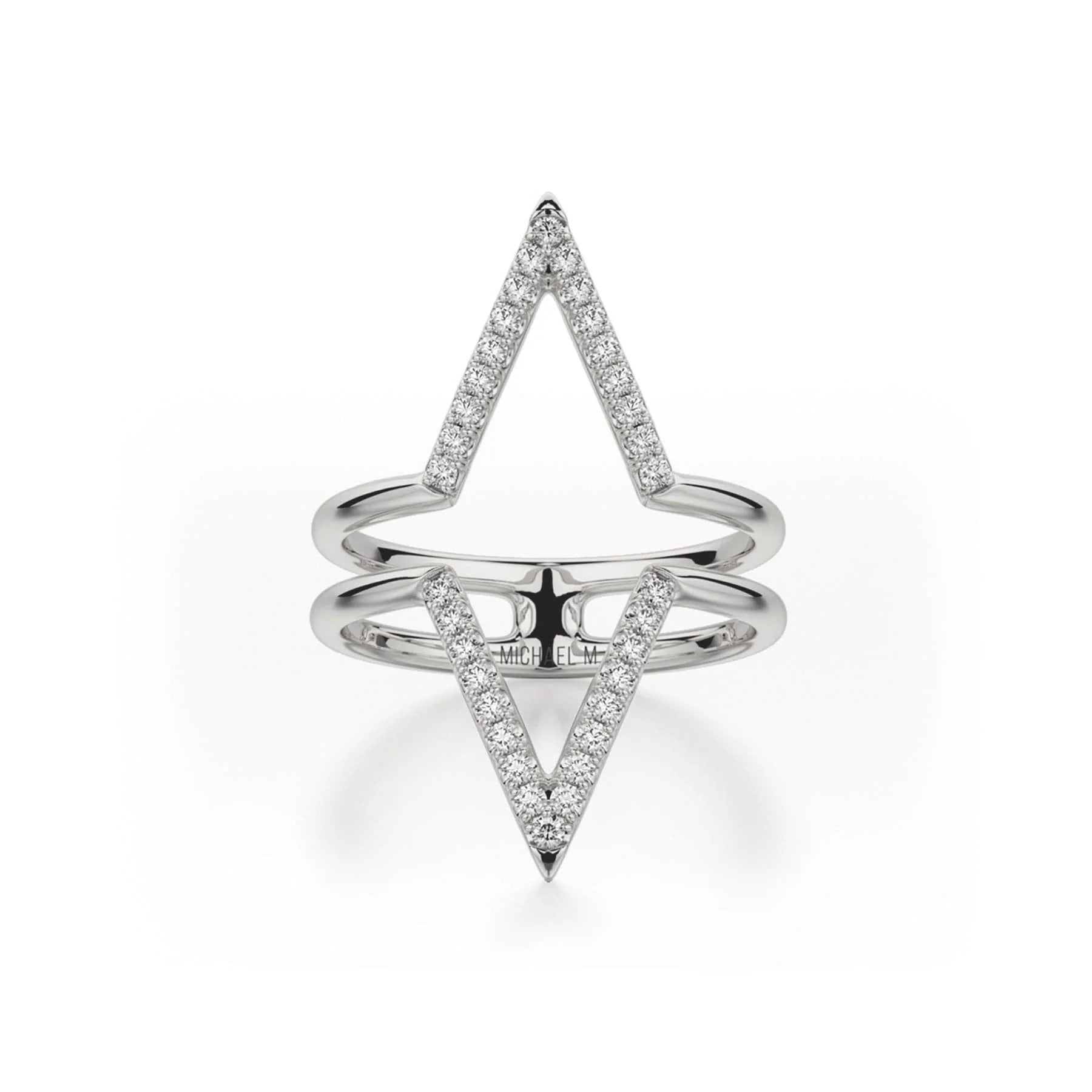MICHAEL M Fashion Rings 14K White Gold / 4 Double V Diamond Ring F287-WG4