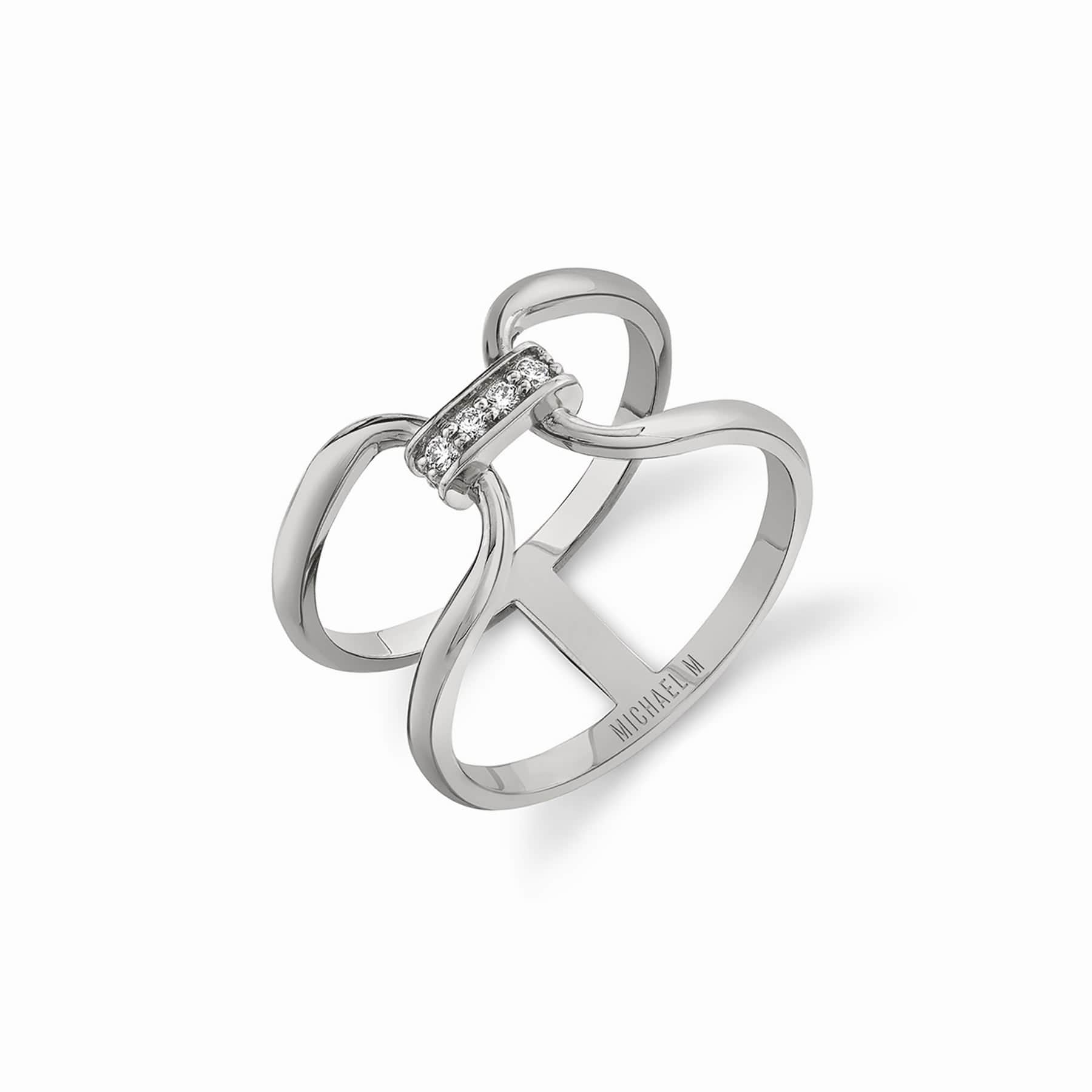 MICHAEL M Fashion Rings 14K White Gold / 4 Linked At Last Ring F357
