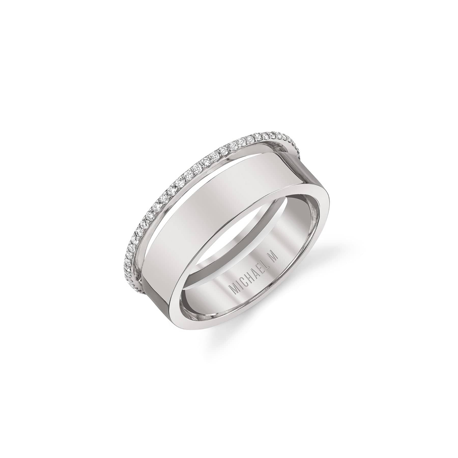 MICHAEL M Fashion Rings 14K White Gold / 4 Metal and Diamond Dual Band B325-WG4