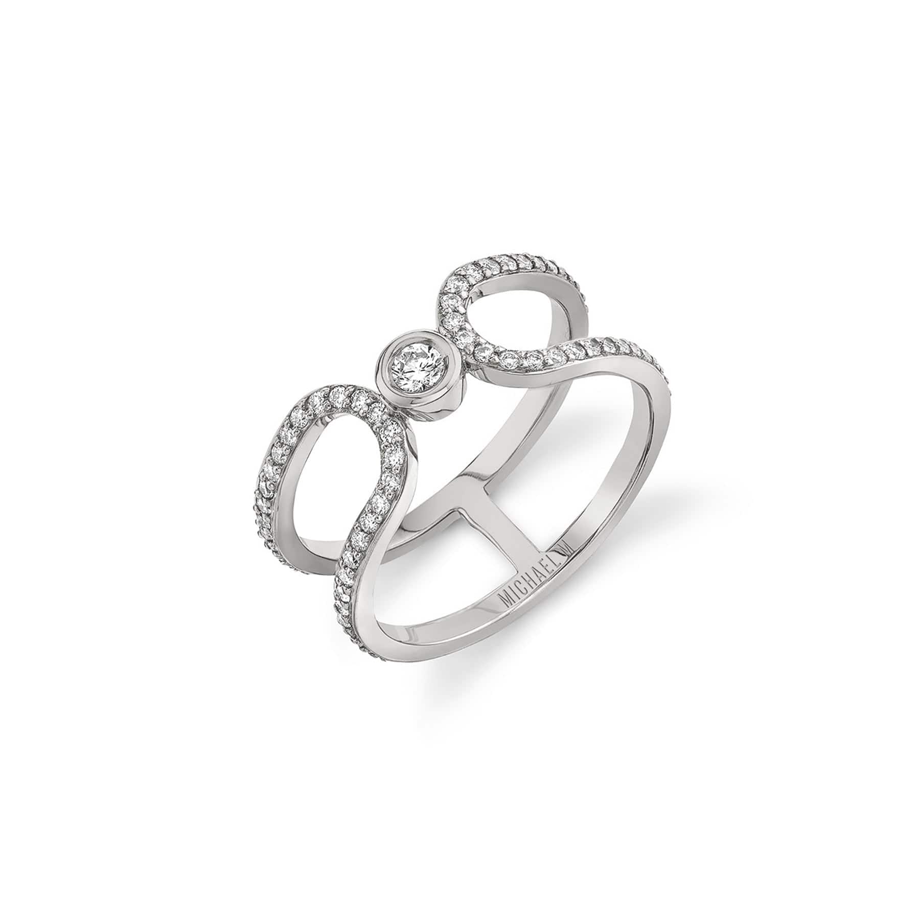MICHAEL M Fashion Rings 14K White Gold / 4 Pave Alignment Ring F359PV