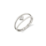 MICHAEL M Fashion Rings 14K White Gold / 4 Princess Bezel Double Shank Ring F407