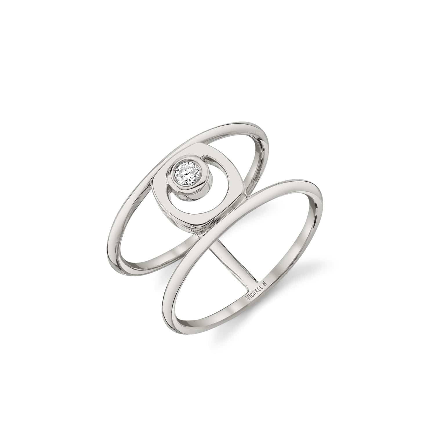 MICHAEL M Fashion Rings 14K White Gold / 4 Signature Double Shank Ring F440
