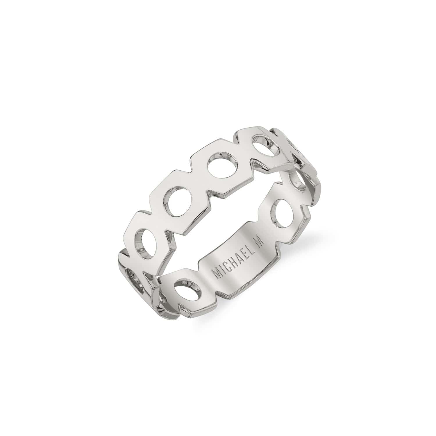 MICHAEL M Fashion Rings 14K White Gold / 4 Signature Negative Space Band B438