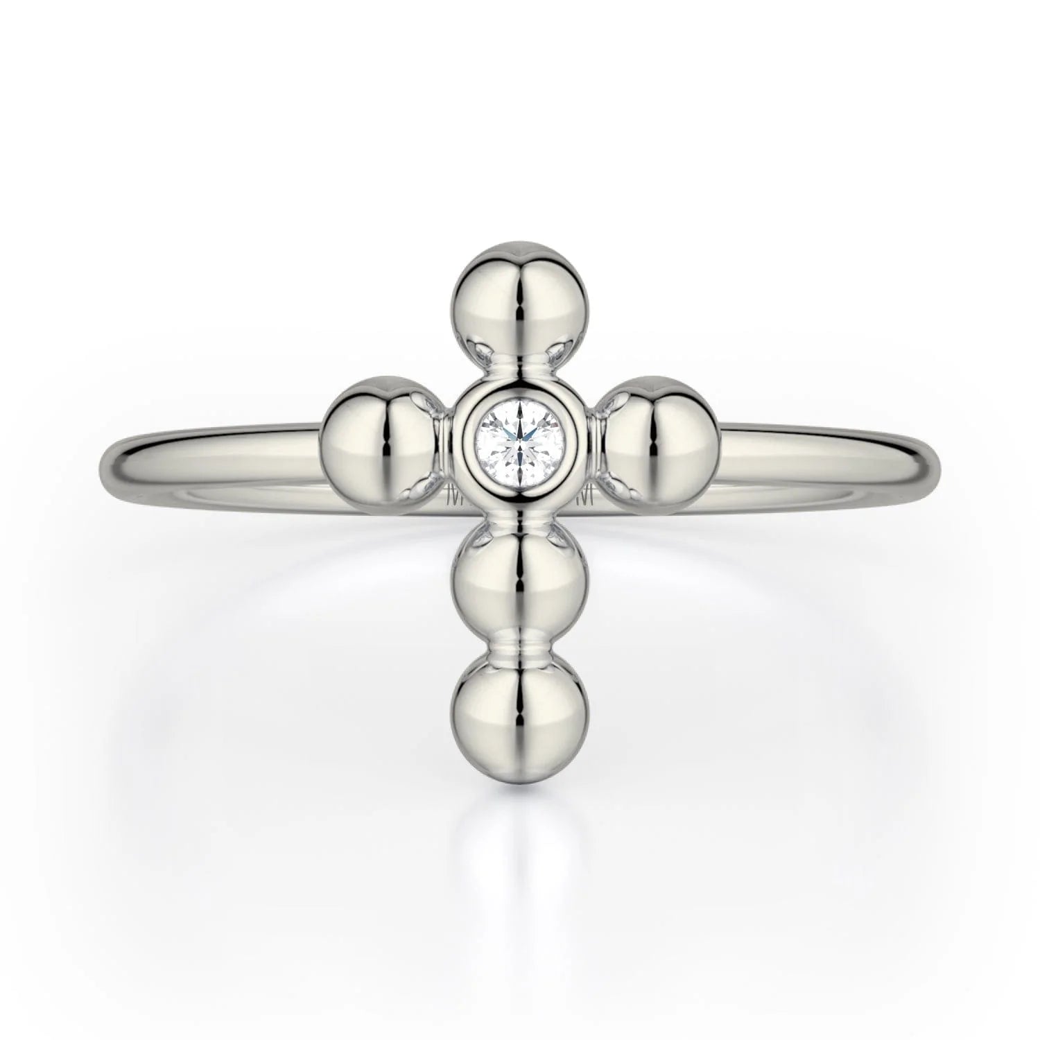 MICHAEL M Fashion Rings 14K White Gold / 4 Single Diamond Cross Ring F329-WG4