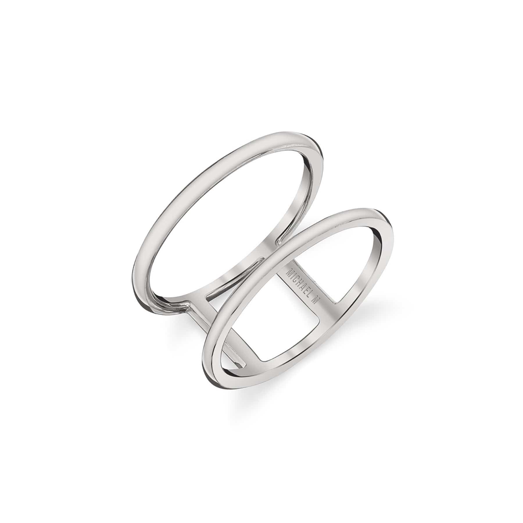 MICHAEL M Fashion Rings 14K White Gold / 4 Solid Double Band Ring F328-WG4