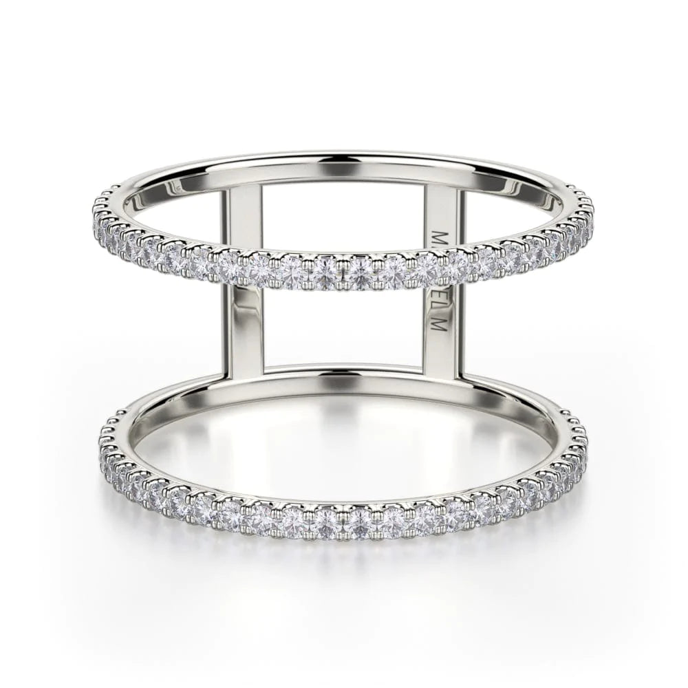MICHAEL M Fashion Rings 14K White Gold / 4 U-Set Double Row Diamond Band F278-WG4