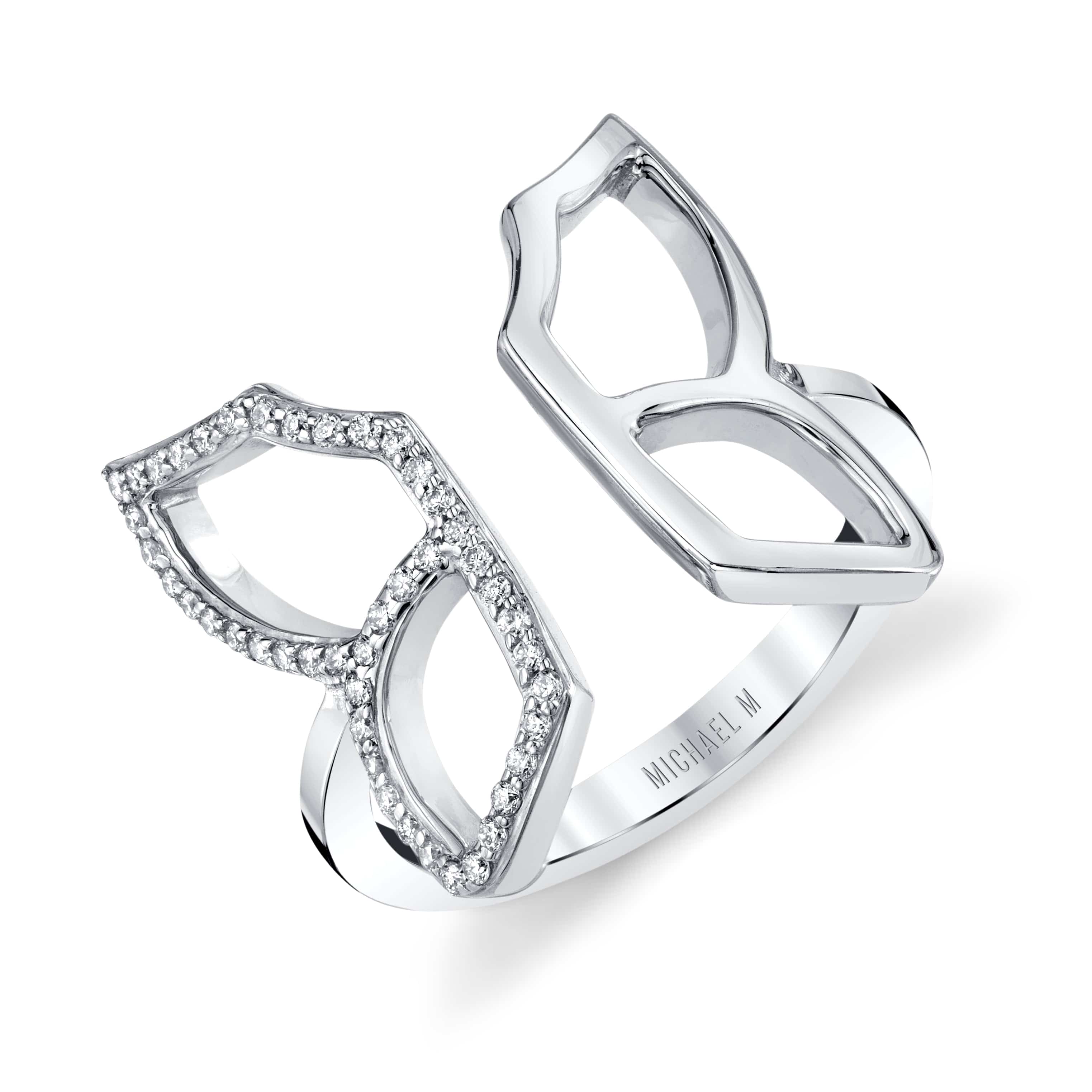 MICHAEL M Fashion Rings 14K White Gold / 6.5 Diamond Butterfly Ring White Gold F309-WG6.5