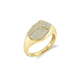 MICHAEL M Fashion Rings 14K Yellow Gold / 4 Carve Signet Ring with Pavé F465