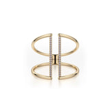 MICHAEL M Fashion Rings 14K Yellow Gold / 4 Double Band Diamond Bar Ring F288-YG4