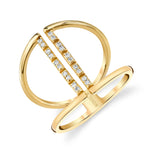 MICHAEL M Fashion Rings 14K Yellow Gold / 4 Double Bar Diamond Block Eternity Ring F319-YG4