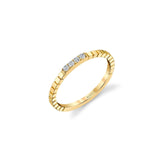 MICHAEL M Fashion Rings 14K Yellow Gold / 4 Etched  Four Diamond Band B326-YG4