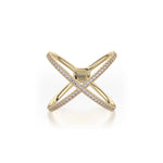 MICHAEL M Fashion Rings 14K Yellow Gold / 4 Open Criss Cross Diamond Ring F280-YG4