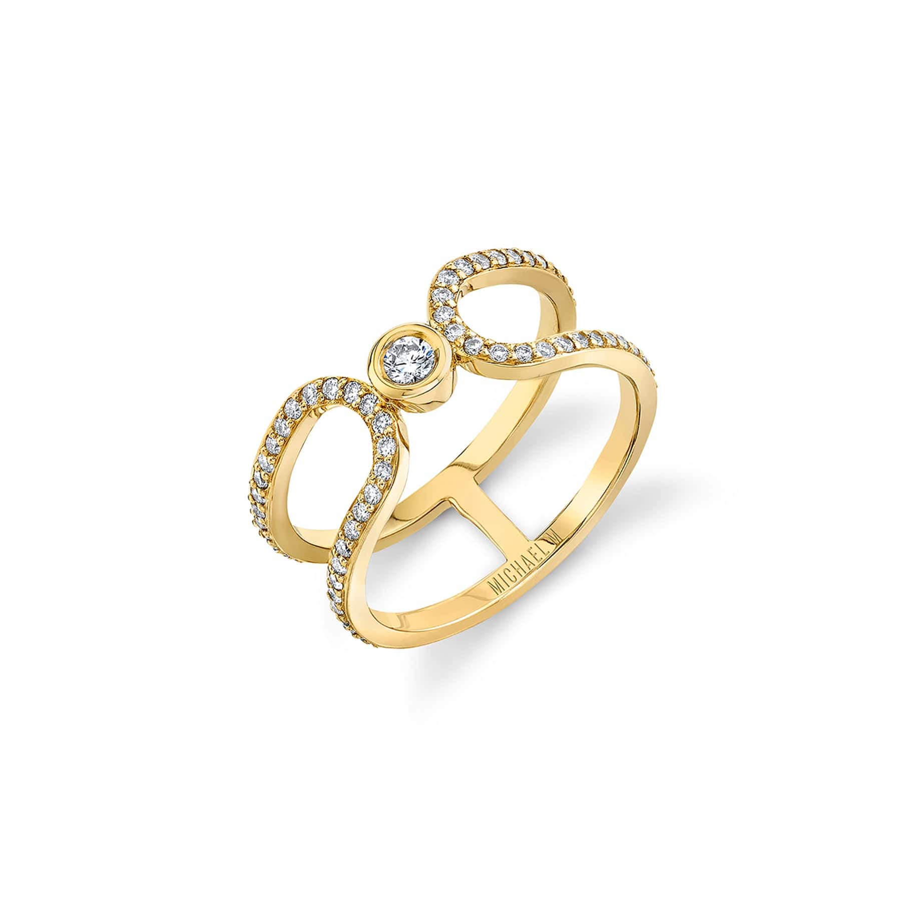 MICHAEL M Fashion Rings 14K Yellow Gold / 4 Pave Alignment Ring F359PV