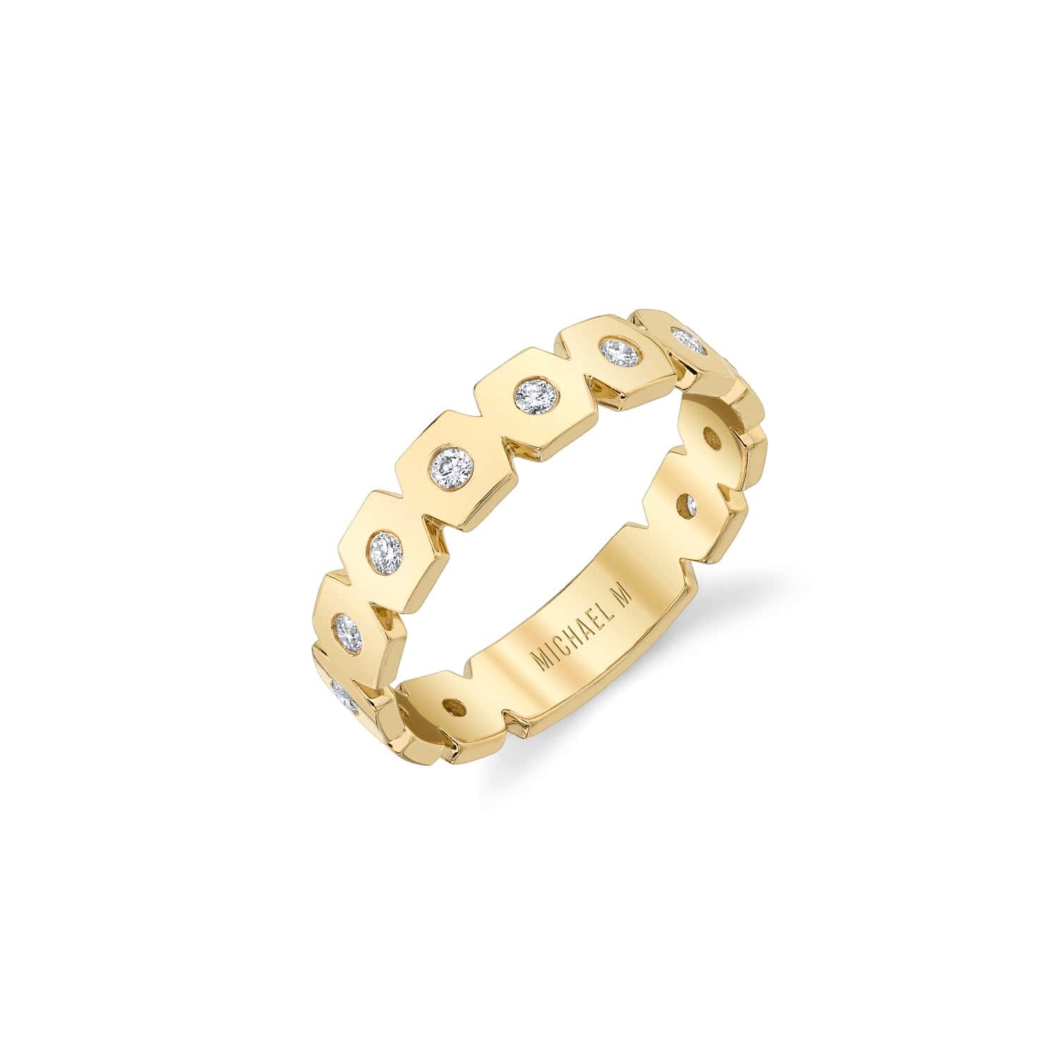 MICHAEL M Fashion Rings 14K Yellow Gold / 4 Signature Bezel Infinity Band B439