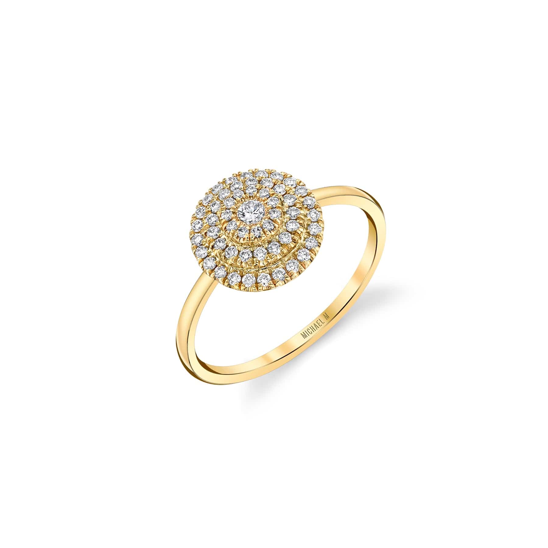 MICHAEL M Fashion Rings 14K Yellow Gold / 6.5 Pavé Diamond Disc Ring F304-YG6.5