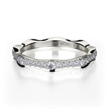 MICHAEL M Fashion Rings 18K White Gold / 4.25 Wavy Diamond Cluster Band B300-WG4.25