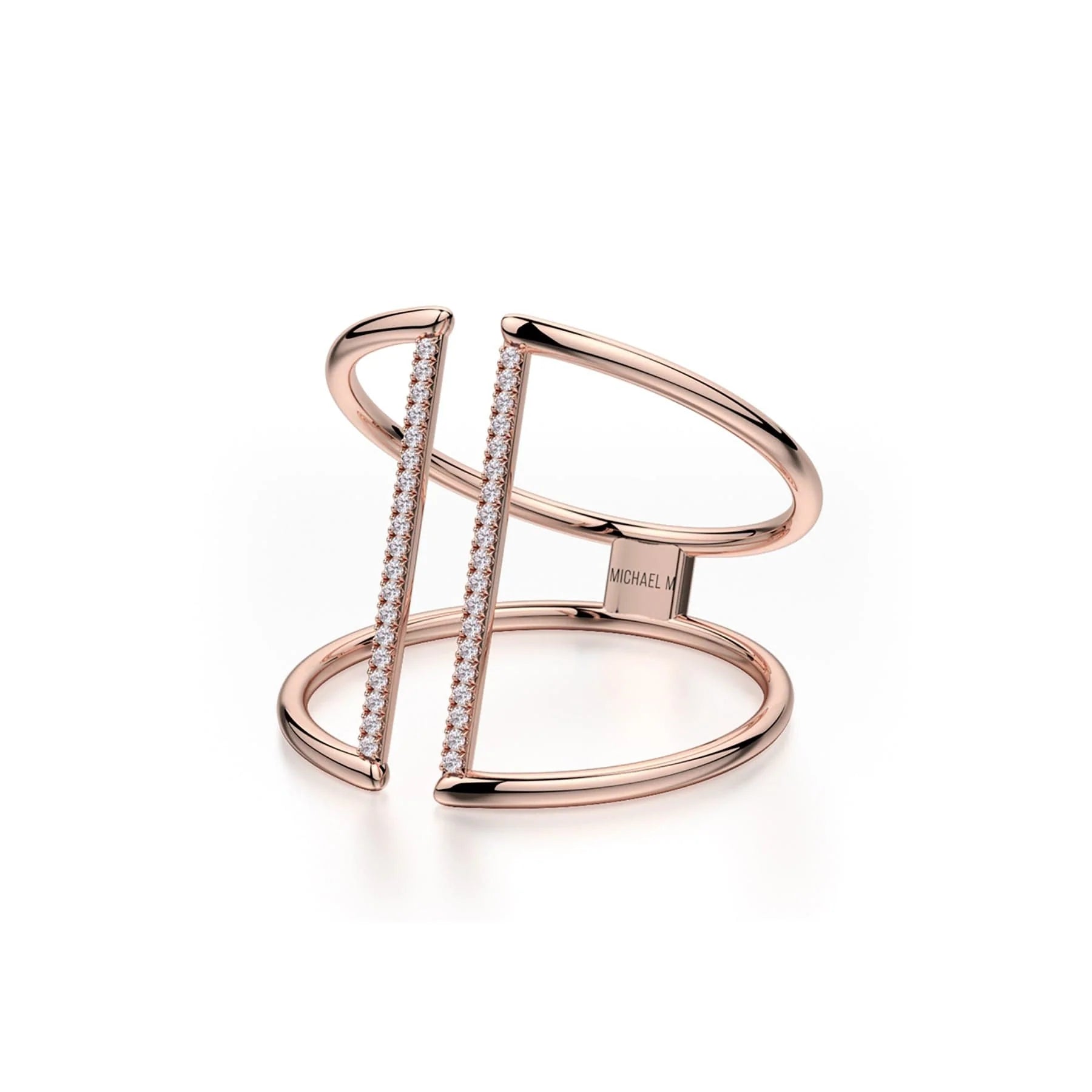 MICHAEL M Fashion Rings Double Band Diamond Bar Ring