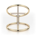 MICHAEL M Fashion Rings Double Band Diamond Cross Ring