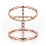 MICHAEL M Fashion Rings Double Band Diamond Cross Ring