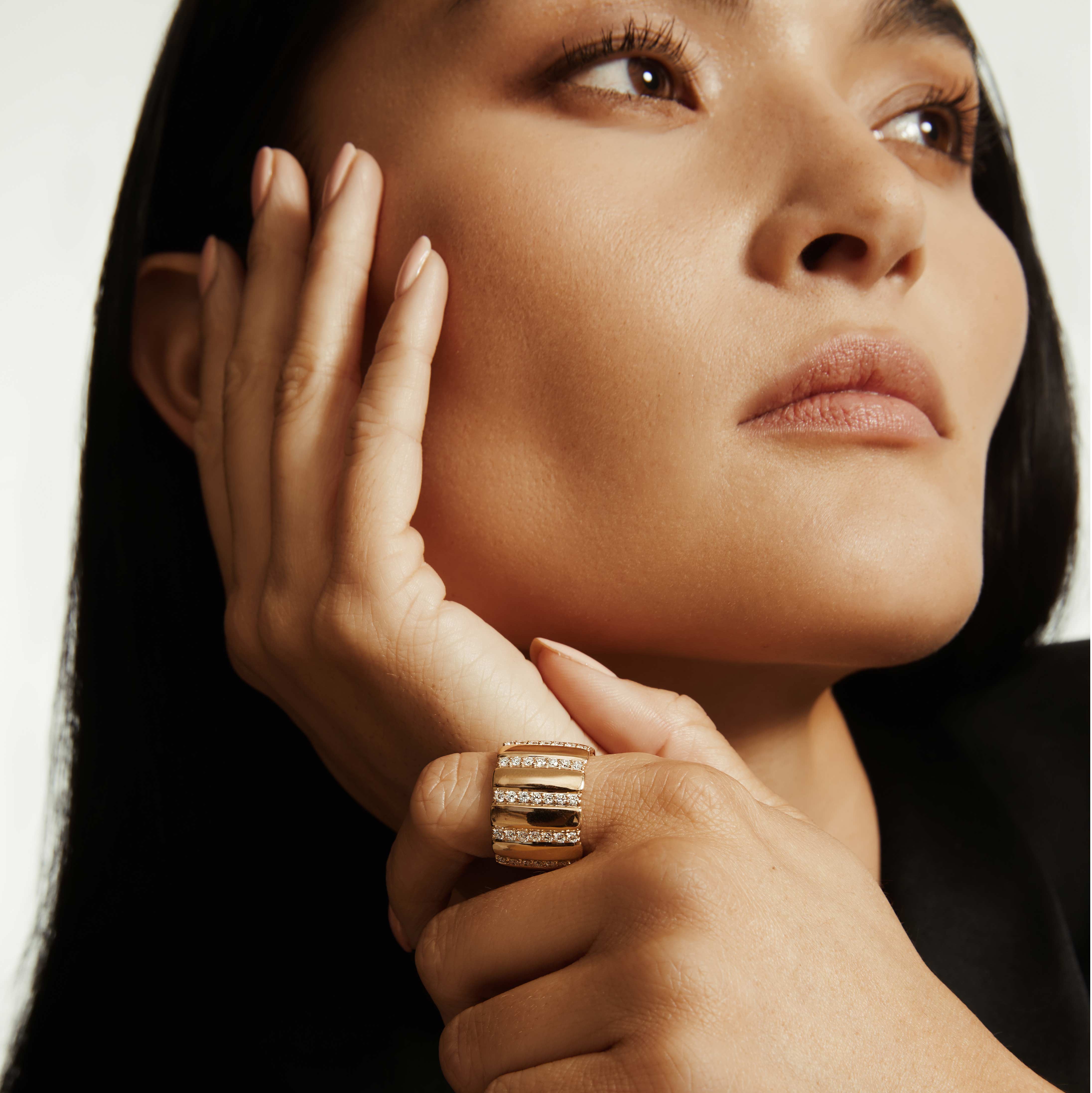 MICHAEL M Fashion Rings Orb Ribbed Ring