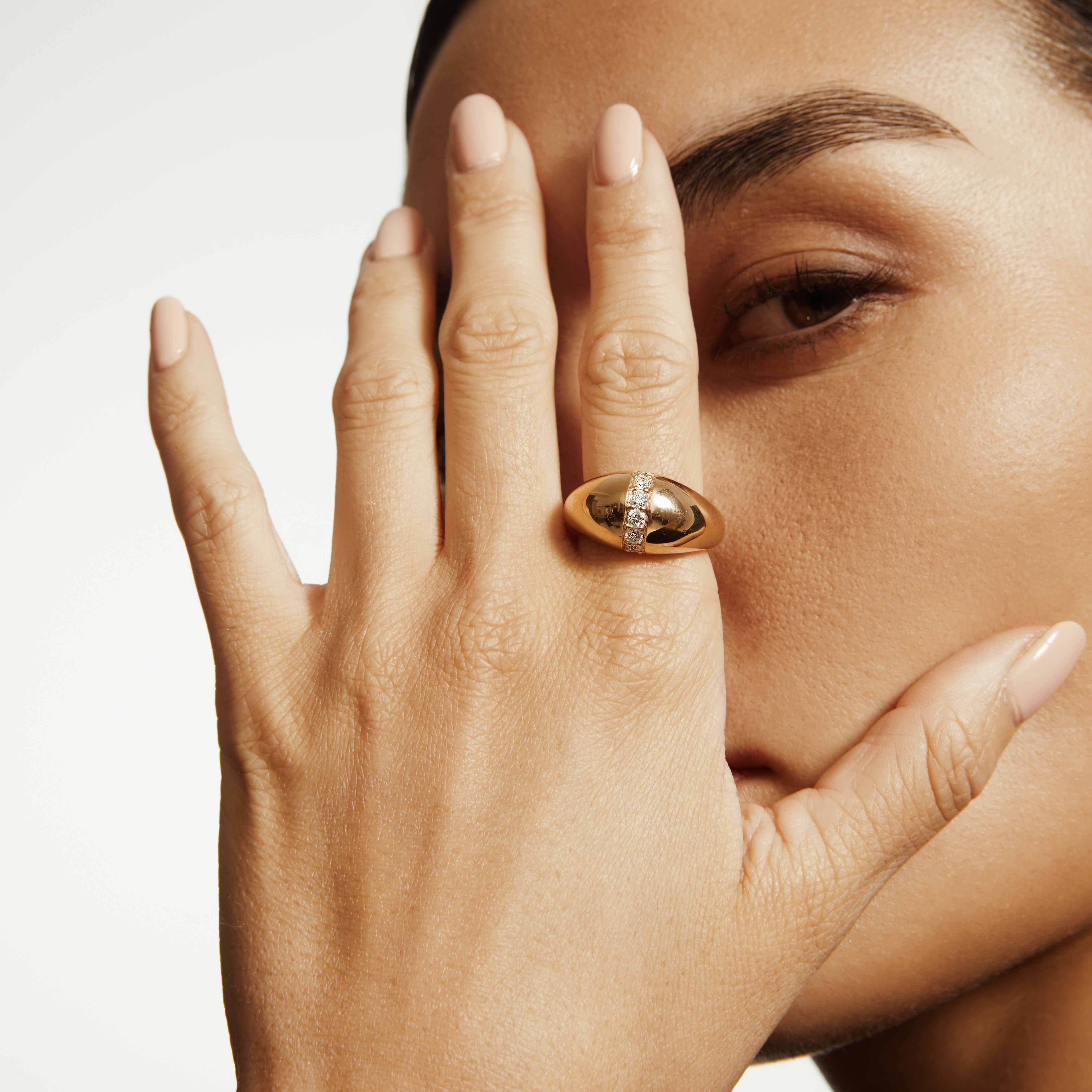 MICHAEL M Fashion Rings Orb Split Signet Ring