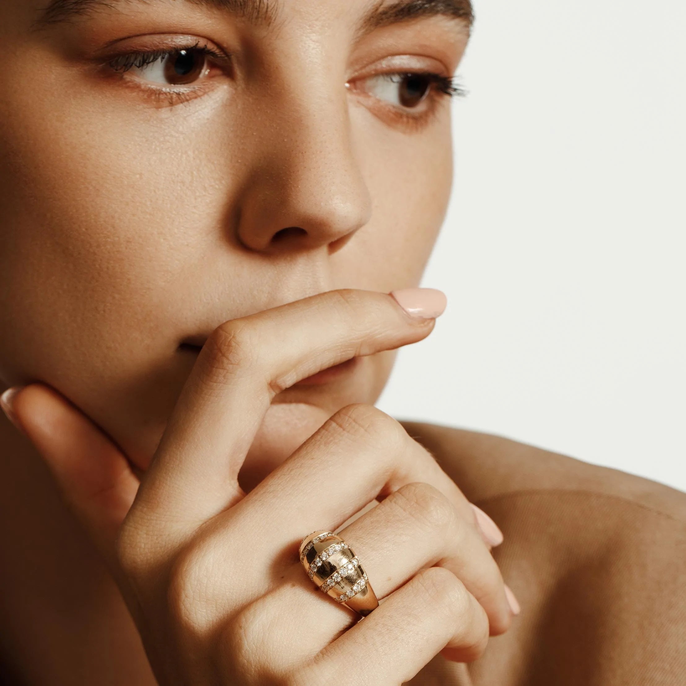 MICHAEL M Fashion Rings Orb Stripe Signet Ring