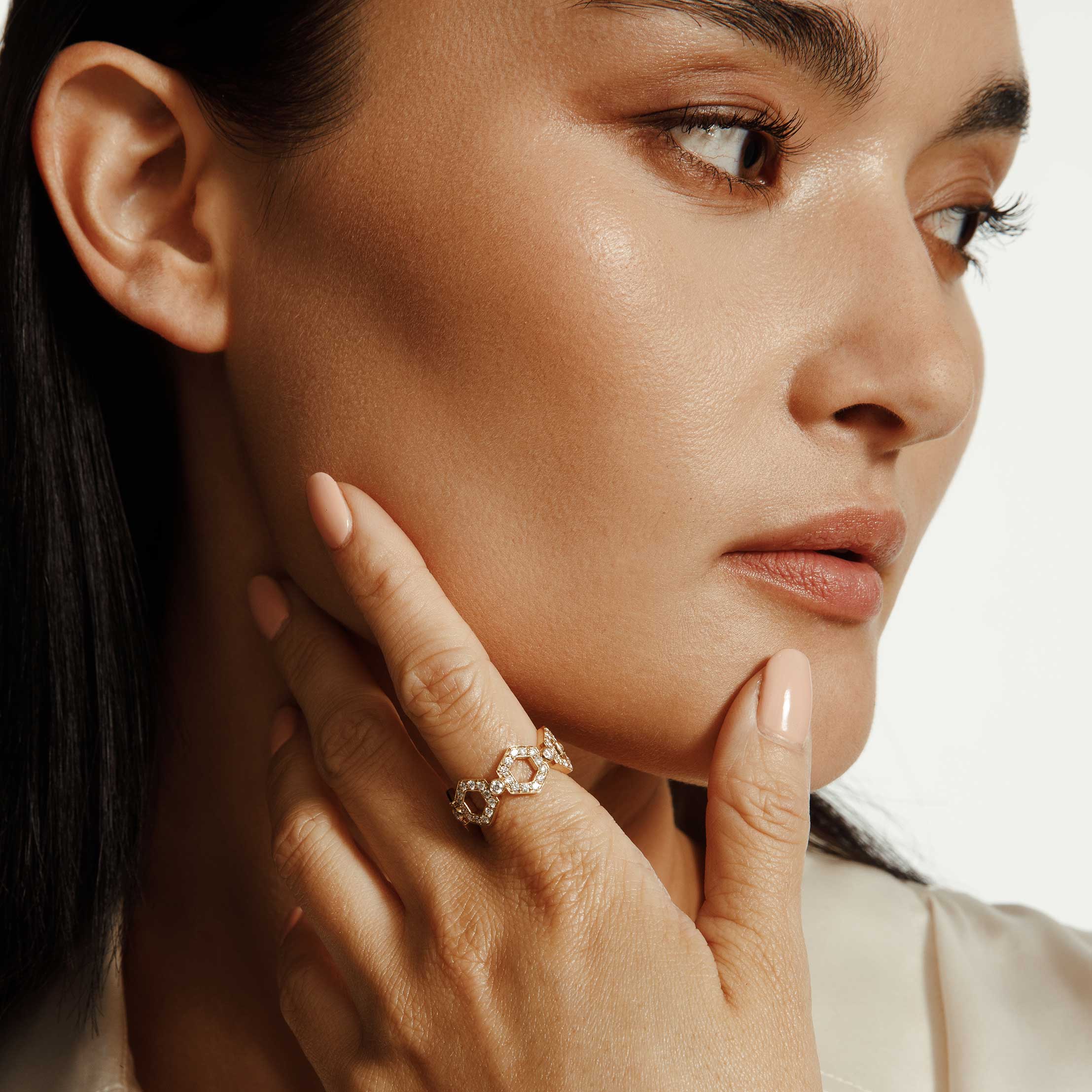 MICHAEL M Fashion Rings Pavé Hex Infinity Band