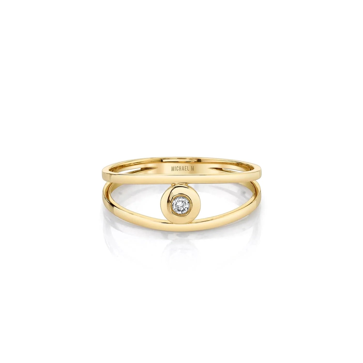 MICHAEL M Fashion Rings Round Bezel Double Shank Ring