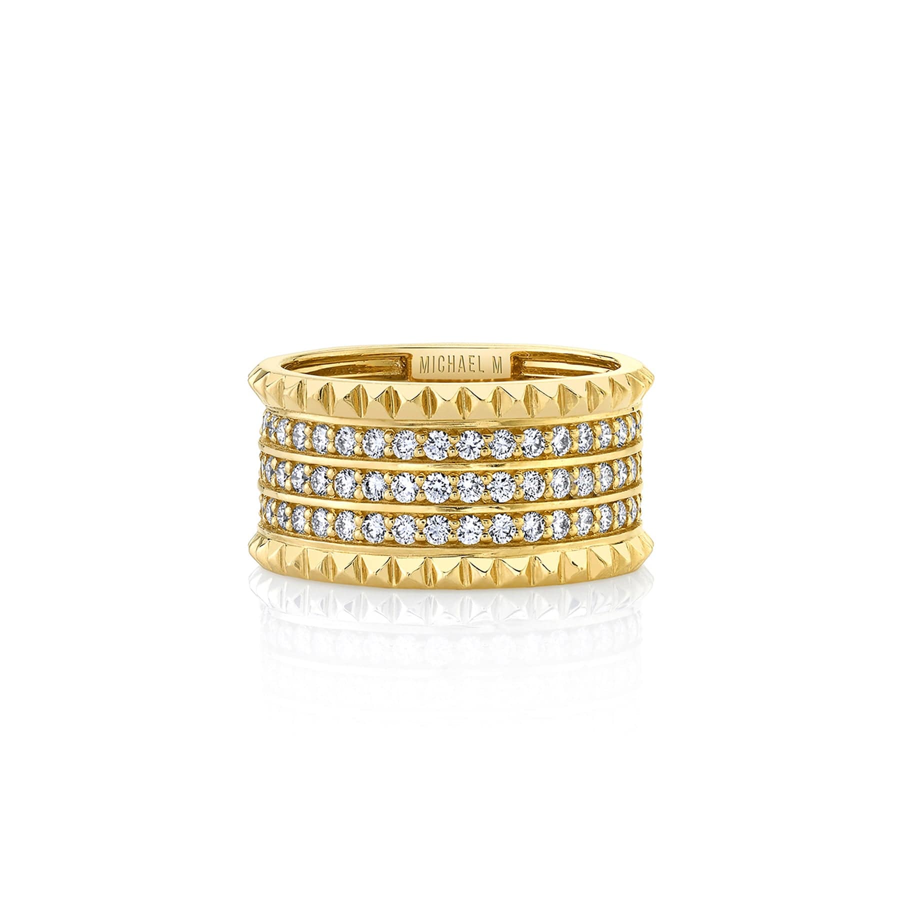 MICHAEL M Fashion Rings Tetra Triple Pavé Band