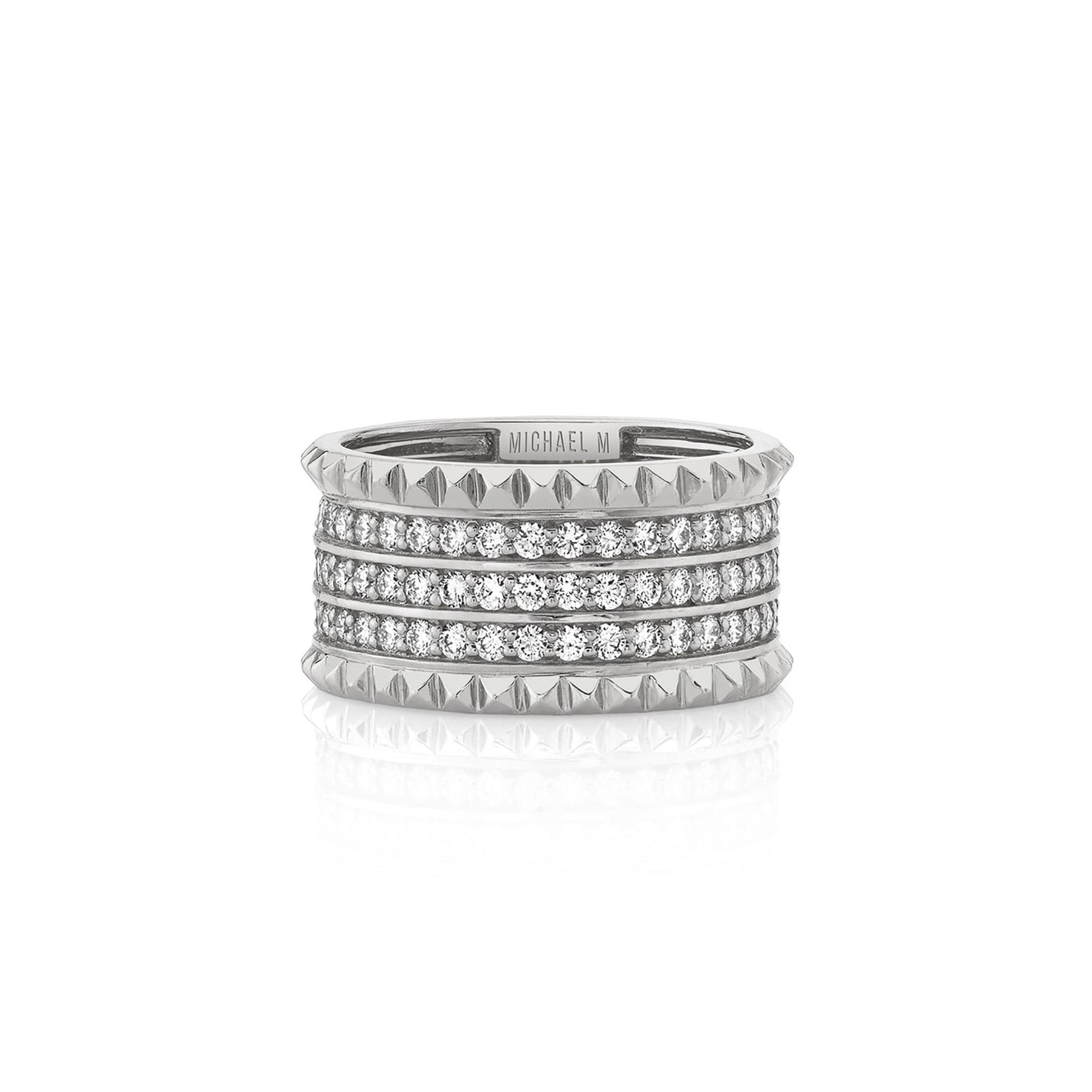 MICHAEL M Fashion Rings Tetra Triple Pavé Band