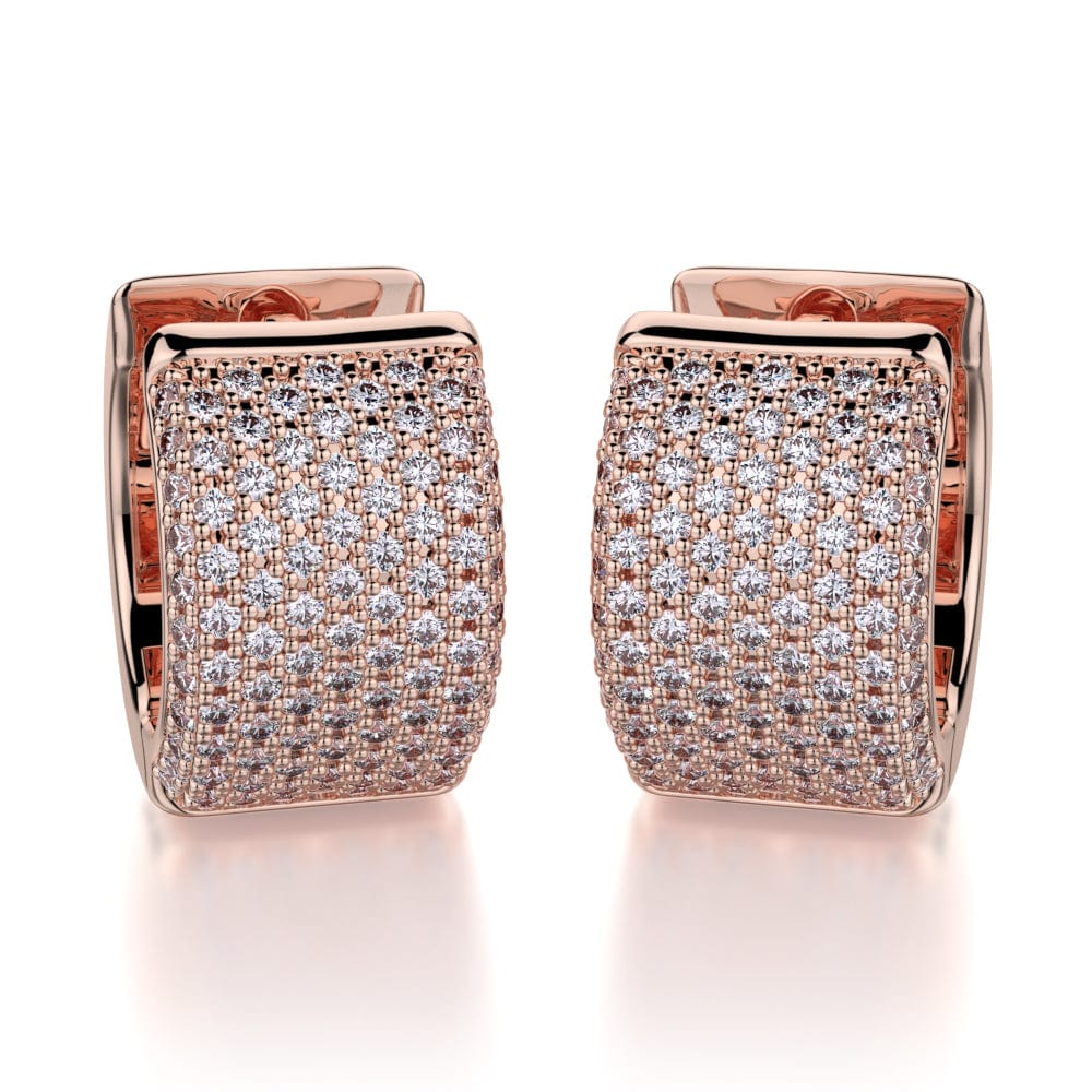 MICHAEL M High Jewelry 18K Rose Gold Huggie Diamond Hoop Earrings MOB10RG