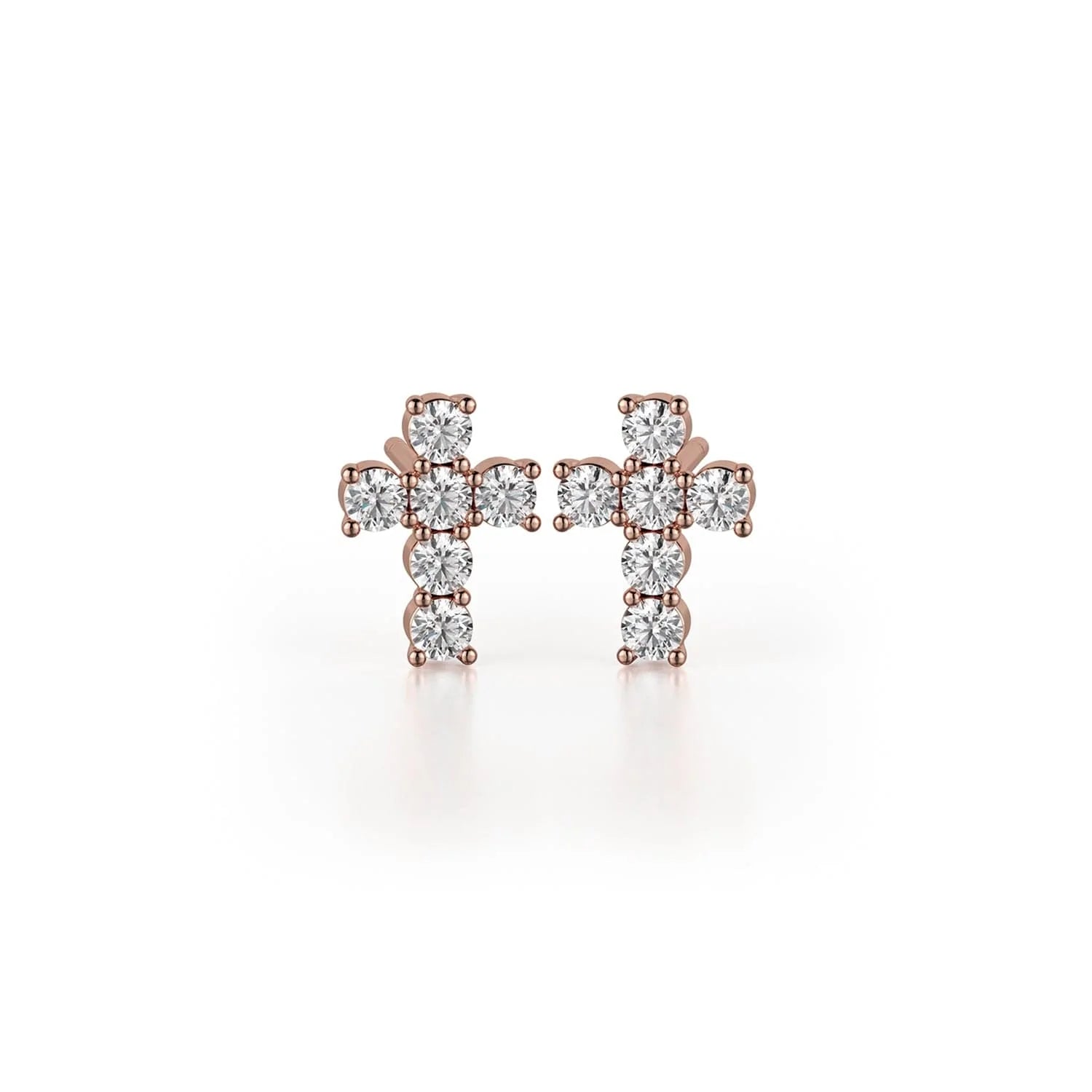 MICHAEL M High Jewelry 18K Rose Gold Mini Diamond Cross Earrings ER278RG