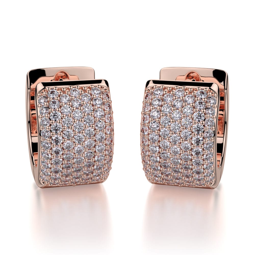 MICHAEL M High Jewelry 18K Rose Gold Wide Huggie Diamond Hoop Earrings MOB164RG