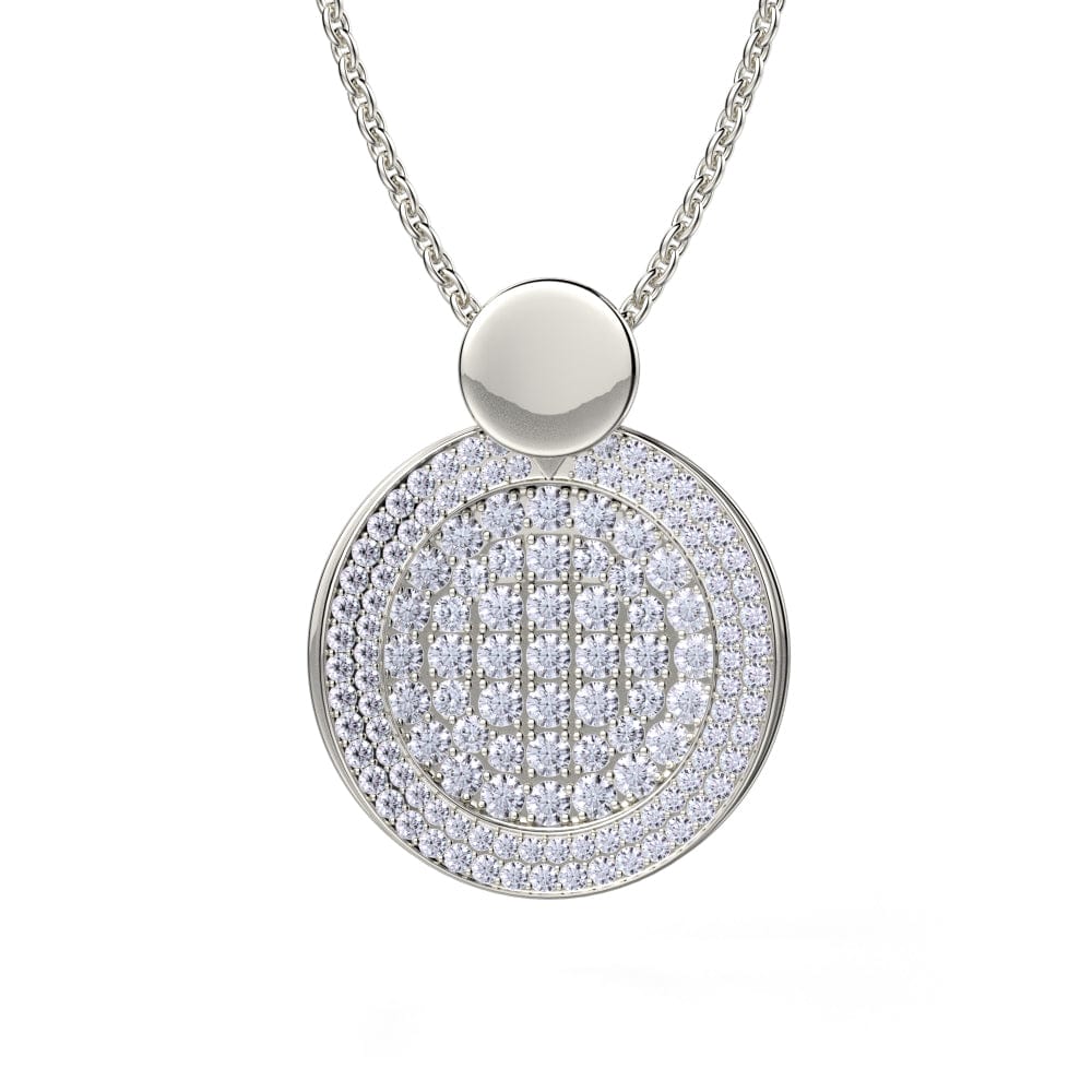 MICHAEL M High Jewelry 18K White Gold Diamond Filled Circle Pendant Necklace MH108AWG