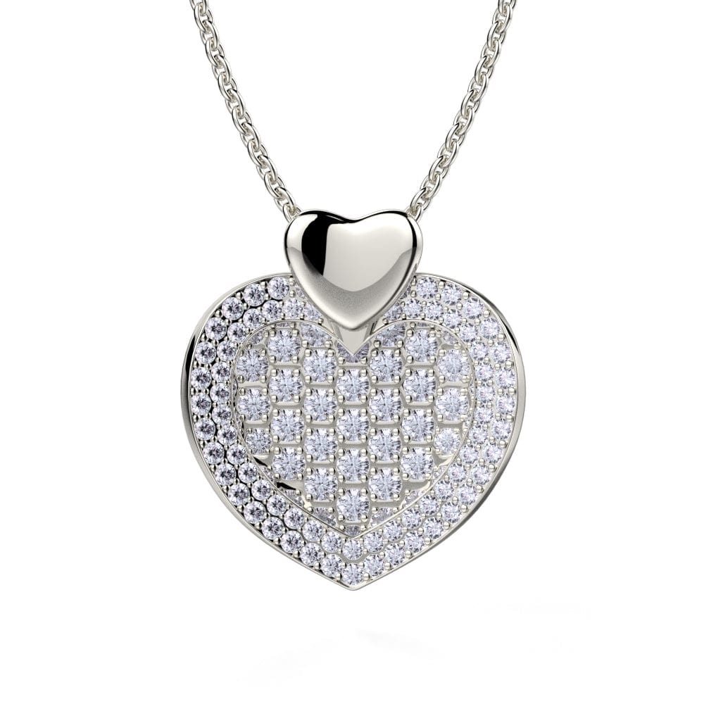 MICHAEL M High Jewelry 18K White Gold Diamond Filled Heart Pendant Necklace MH112L-WG