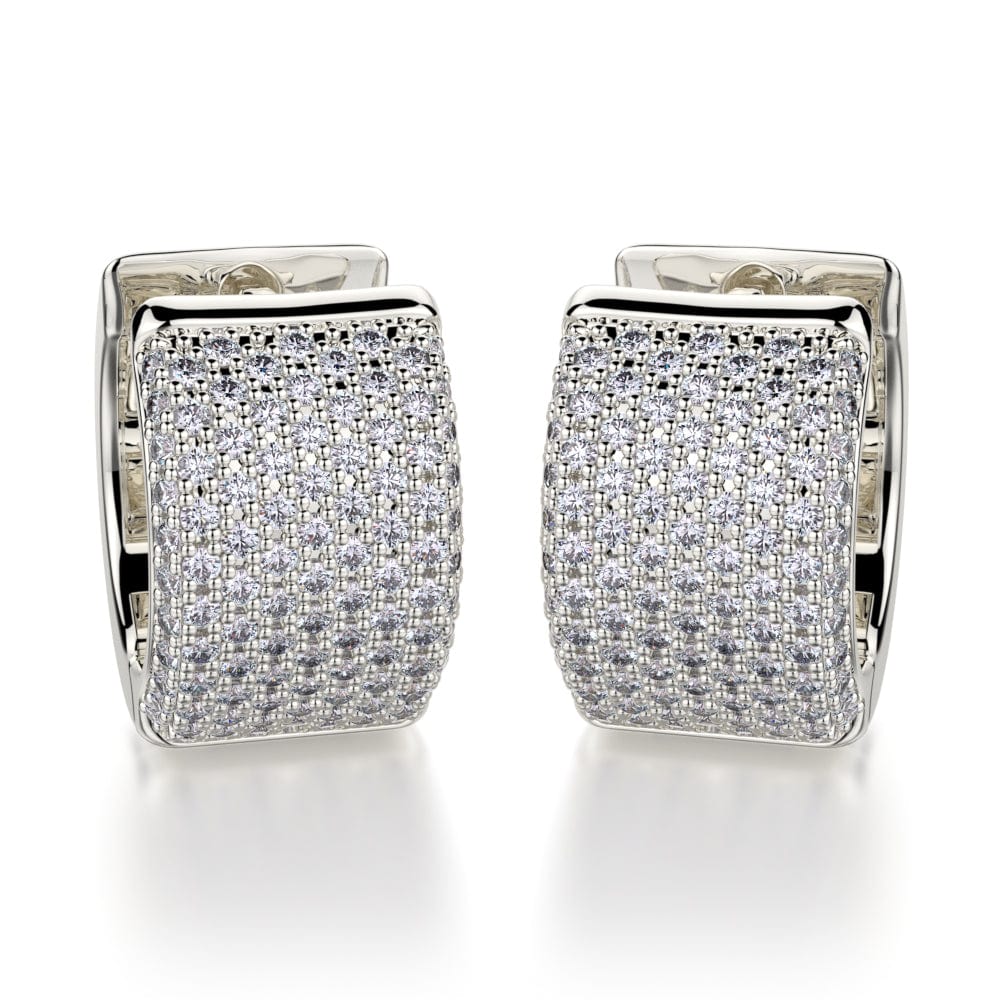MICHAEL M High Jewelry 18K White Gold Huggie Diamond Hoop Earrings MOB107WG