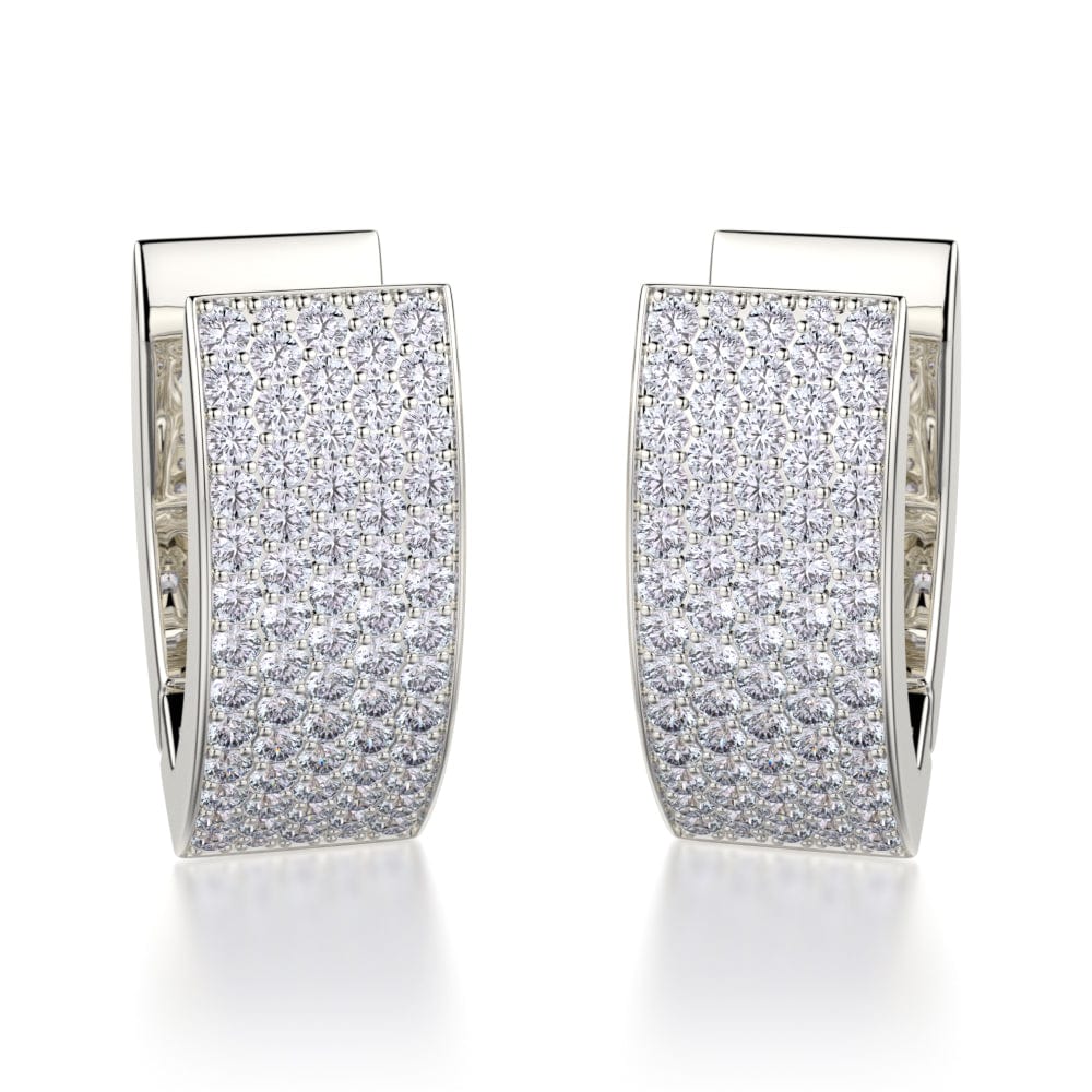 MICHAEL M High Jewelry 18K White Gold Narrow Huggie Diamond Hoop Earrings MOB112WG