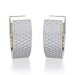 MICHAEL M High Jewelry 18K White Gold Narrow Huggie Diamond Hoop Earrings MOB112WG