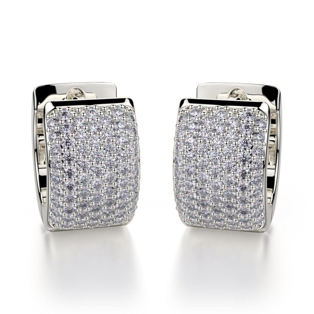 MICHAEL M High Jewelry 18K White Gold Wide Huggie Diamond Hoop Earrings MOB164WG