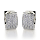 MICHAEL M High Jewelry 18K White Gold Wide Huggie Diamond Hoop Earrings MOB164WG