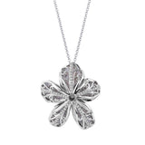 MICHAEL M High Jewelry 5 Petal Flower Pink and Grey Diamond Pendant P150