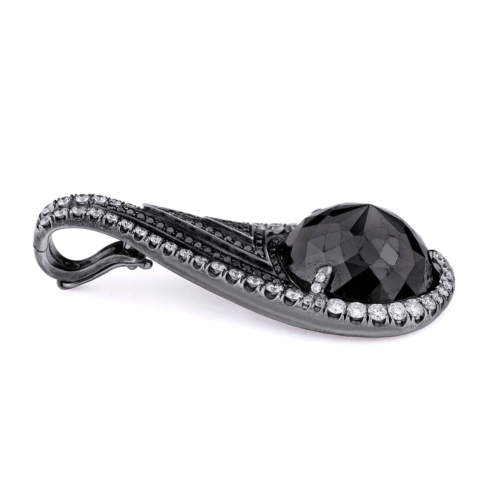 MICHAEL M High Jewelry Black Diamond Tear Drop Pendant and Necklace P196